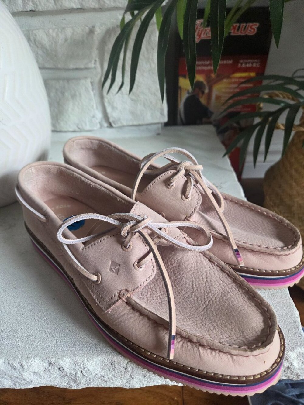 Sperry Top-Sider Pink Leather Platform Boat Shoes